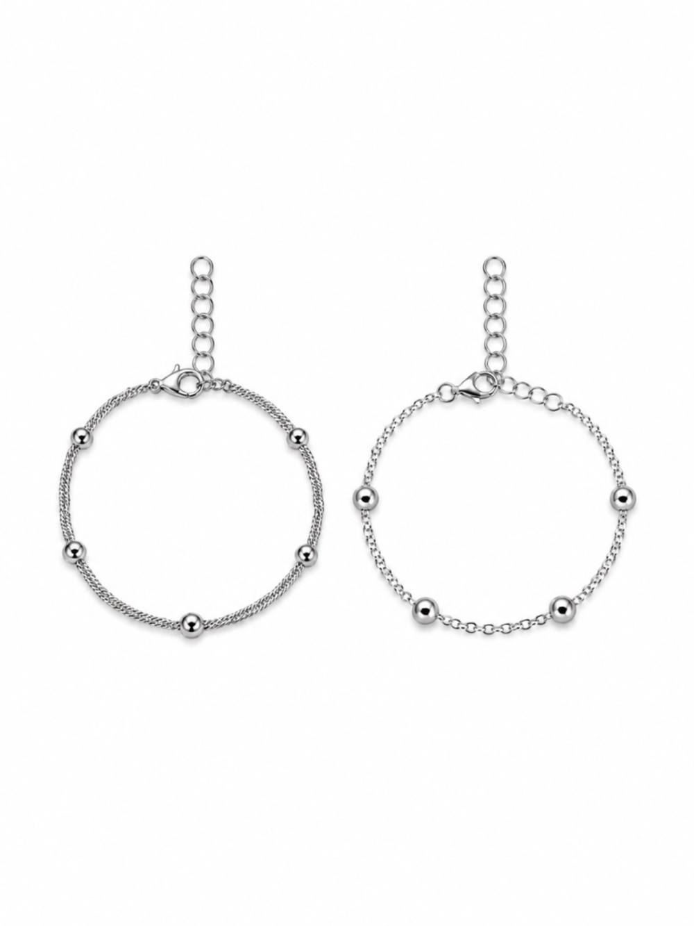 Silver-Tone Beaded Bracelet Set – 2 Pieces